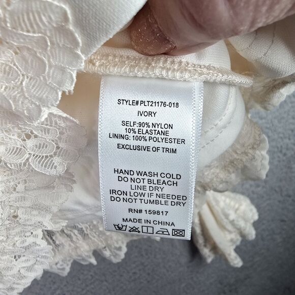 Arula Boho Lace Blouse 2X Cream NWT Scalloped Romantic Ruched Tie Sheer Sleeve - Picture 8 of 16